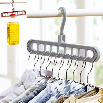 9-Hole Multi-Function Clothes Hanger Organizer – Space-Saving Folding Magic Rack for Scarves & Clothes