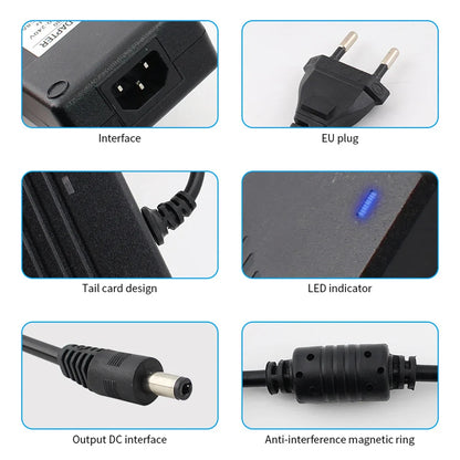 AC/DC Power Supply Adapter 110V–220V to 5V/12V/24V Transformer Converter – Multi-Voltage LED Strip Light Power Supply (1A–10A)