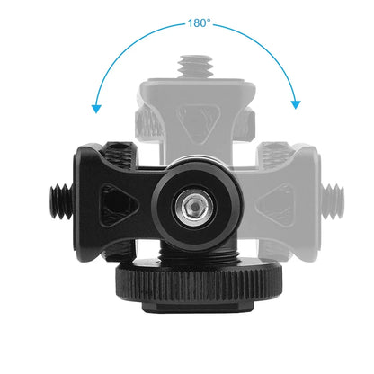 Minifocus Monitor Holder Cold Shoe Mount for Camera, 180° Tilt Adjustable Bracket for Field Monitors, Microphone, Hot Shoe