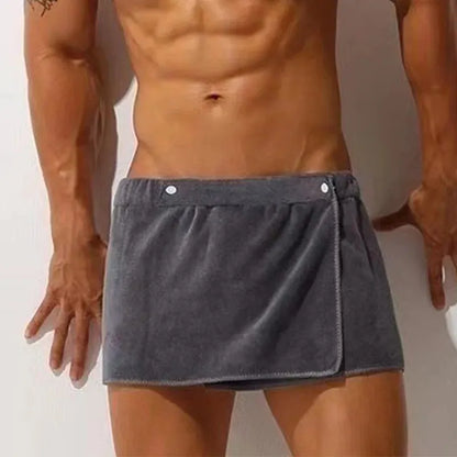 CLEVER-MENMODE Sexy Microfiber Pajamas - Nightwear Short Towel Pants with Side Split Bathrobe Culottes - Soft and Thick Sleep Bottoms