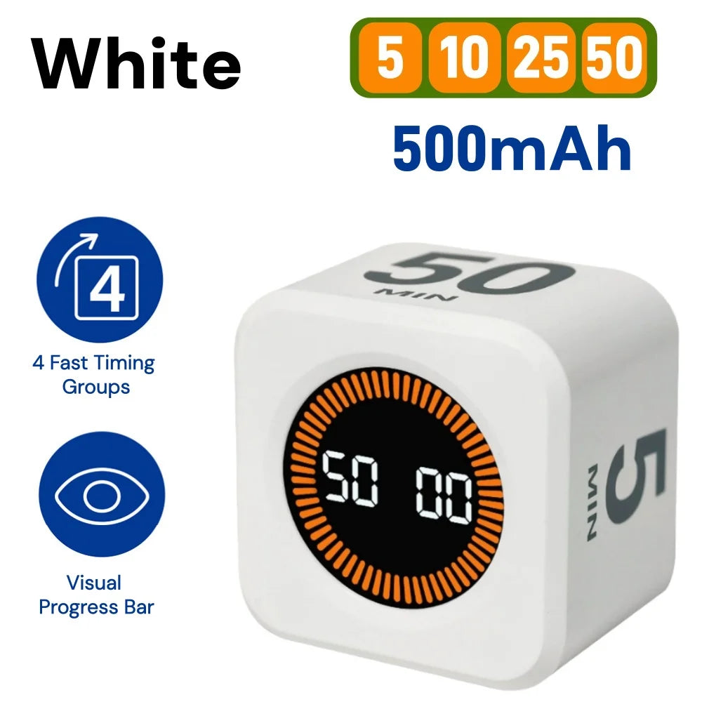 Rotating Pomodoro Timer Cube – Preset Flip Countdown Stopwatch for Study, Work, ADHD Focus, Kitchen & Productivity Tasks