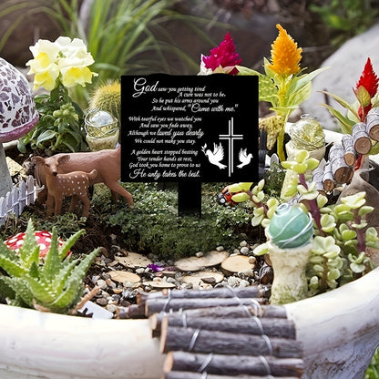 Waterproof Memorial Suncatcher Grave Marker – Black Remembrance Plaque Stake with Dove for Cemetery & Garden