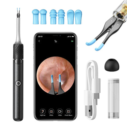 Visual Ear Cleaner with Camera – 12MP Ear Wax Removal Tool with Ear Pick, Tweezers & 6 Ear Spoons for Ear Care