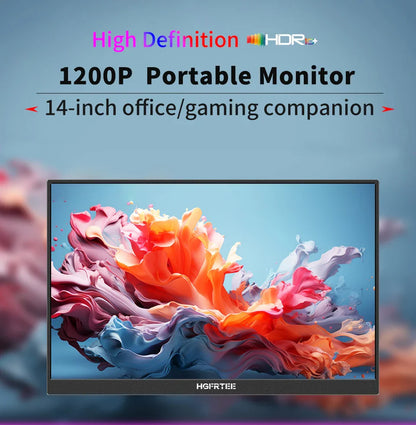 HGFRTEE 14.1in Portable IPS Monitor — 2nd Screen for Laptop, Xbox & Raspberry Pi (Bracket Included)