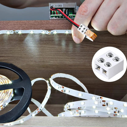 8mm Solderless LED Strip Connectors - Single Color Tape Light Fixed Clamps for Easy LED Installation