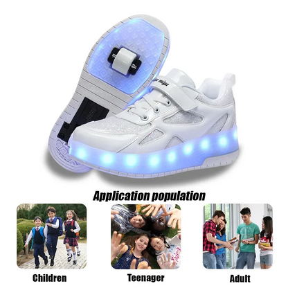 Kids' Inline Roller Skates – Removable 2-Wheel Skate Sneakers for Girls, Powerslide Wheeled Shoes
