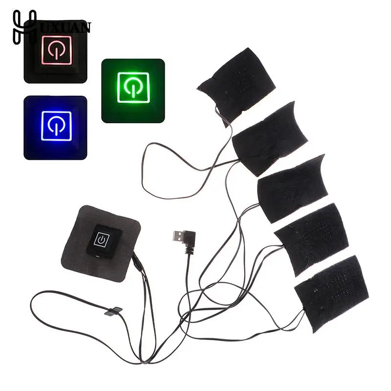 USB Electric Heated Jacket Pad Set - 5-Sheet Thermal Warm Heating Vest Pads for DIY Outdoor Winter Clothing