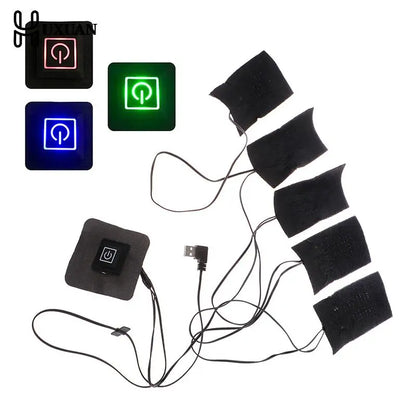 USB Electric Heated Jacket Pad Set - 5-Sheet Thermal Warm Heating Vest Pads for DIY Outdoor Winter Clothing