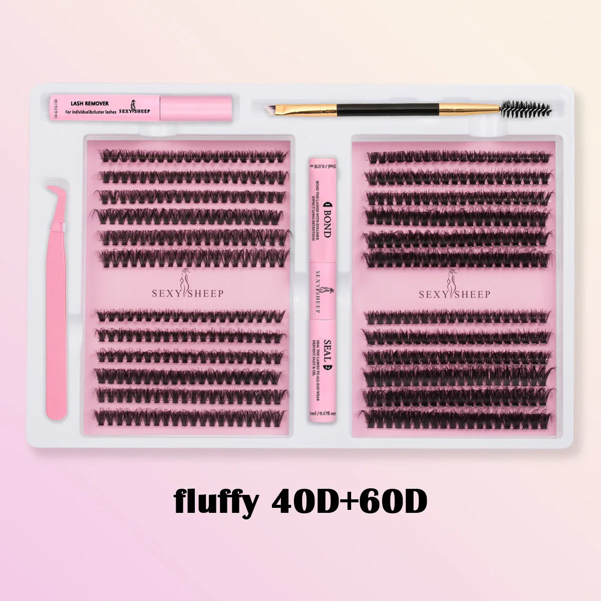 DIY False Eyelashes Cluster Extensions Kit – Natural Individual Lashes with Glue, Remover, Lash Brush & Tweezers
