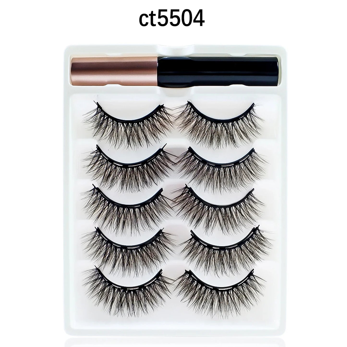 REDSIREN 5 Pairs Magnetic Eyelashes with Eyeliner – Reusable Thick Natural False Lashes
