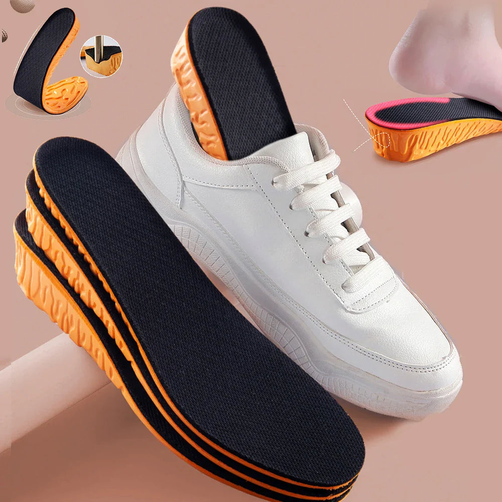 1.5-3.5cm Invisible Height Increase Sport Insoles — Orange EVA Memory Foam Shoe Pads for Men’s Comfort & Foot Care