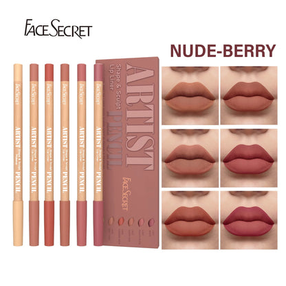 Face Secret Artist Shape Sculpt Matte Lip Liner Pencil Set – Weightless, Precise & Soft Blendable Texture