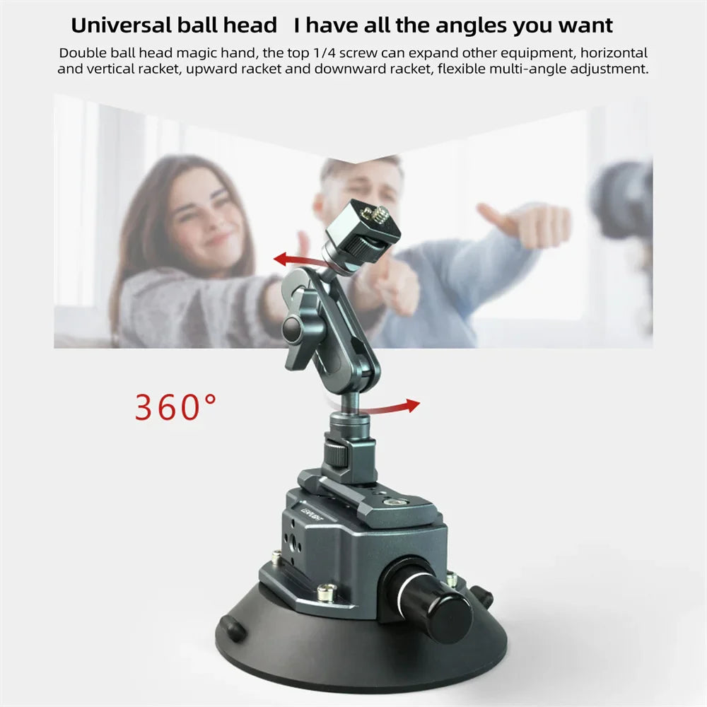 Hand Pump Suction Cup Camera Mount – 360° Adjustable Holder with NATO Clamp for GoPro, Insta360, DSLR & Action Cameras (1/4" & 3/8")