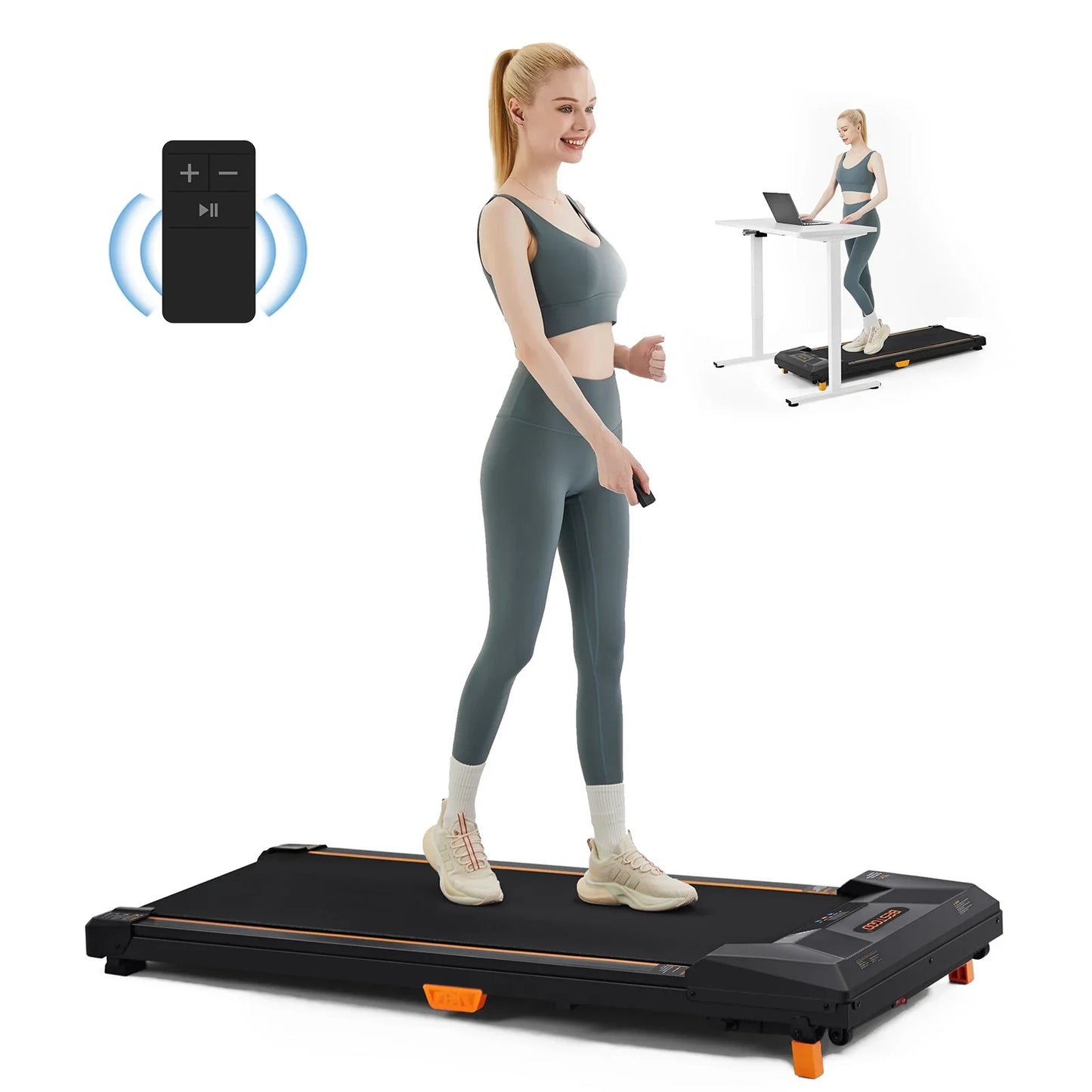 Under Desk Incline Walking Pad Treadmill – 2.5HP Compact Portable Treadmill for Home, 330lbs Capacity