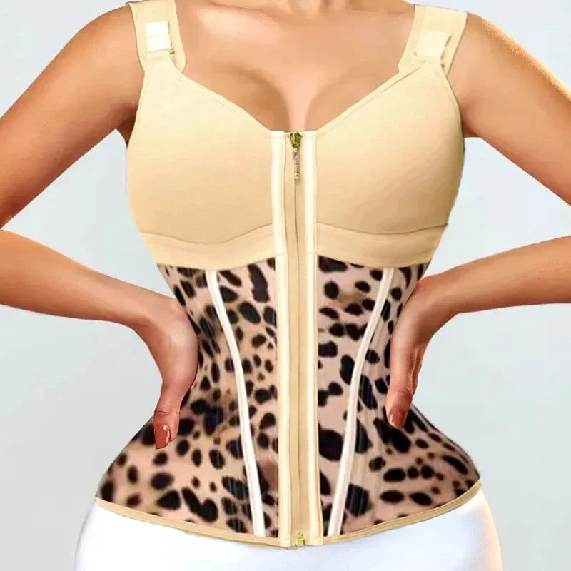 Double Compression Waist Trainer Corset – 17 Steel Bone Body Shaper Vest Bra, Flat Belly Slimming Fajas Colombianas