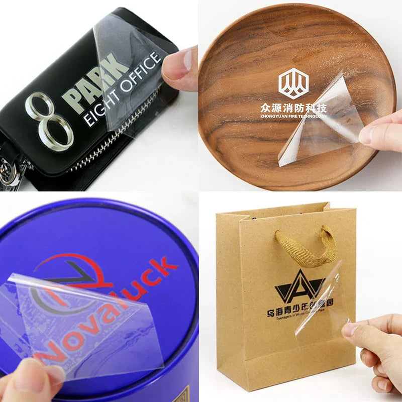 50pcs Custom UV Print Transfer Stickers — Self-Adhesive Crystal Logo Labels for Bottles, Bags & Boxes
