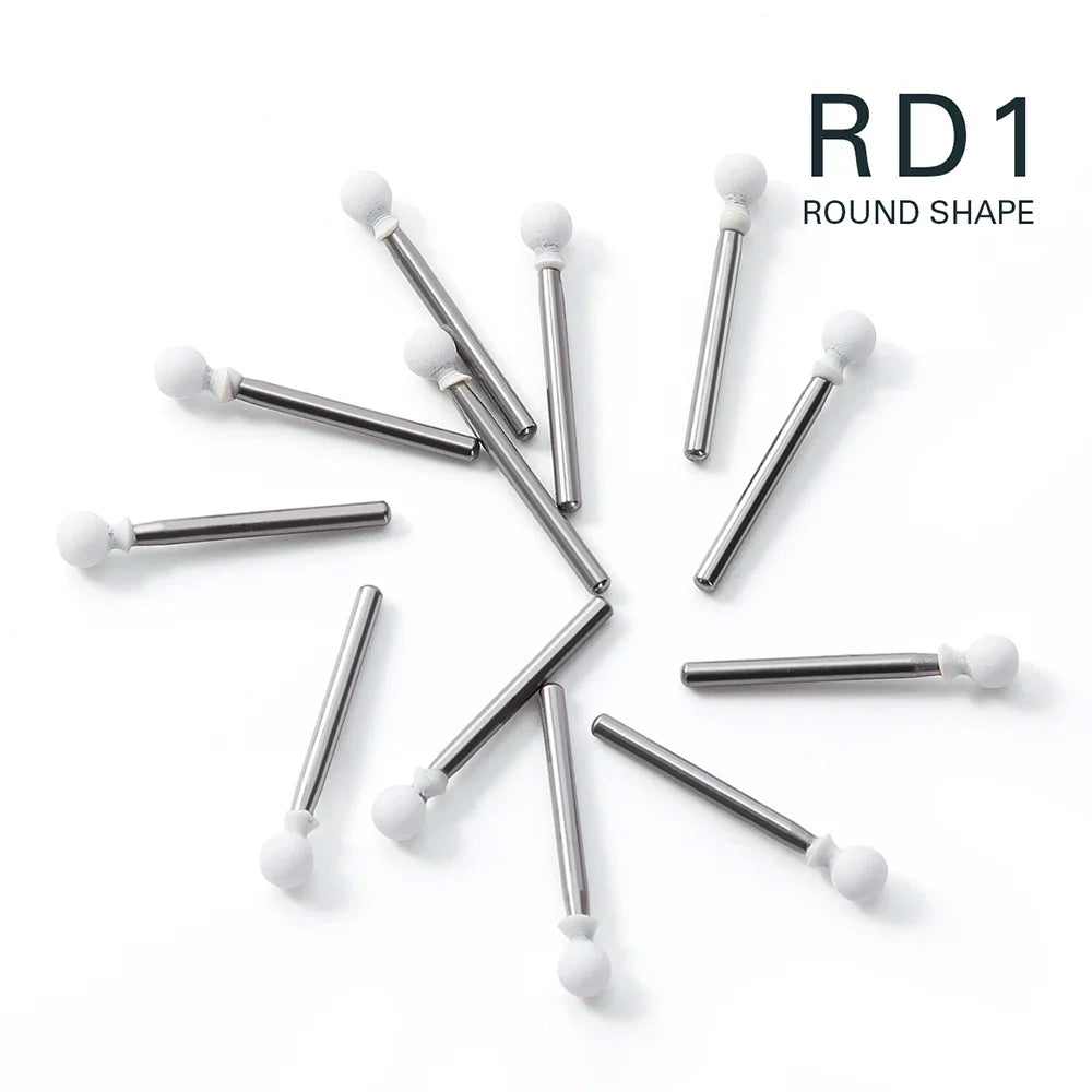 AZDENT White Stone Polishing Burs Kit – Flame, Cone & Round Shapes for Porcelain, Enamel & Composite Resin