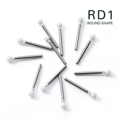 AZDENT White Stone Polishing Burs Kit – Flame, Cone & Round Shapes for Porcelain, Enamel & Composite Resin