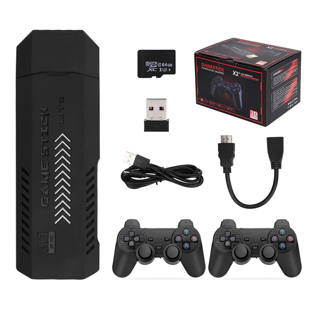 GD10 Plus 4K Game Stick Console – 256G, 58,000 Games, Dual 2.4G Wireless Controllers for N64/PSP/PS1/GBA