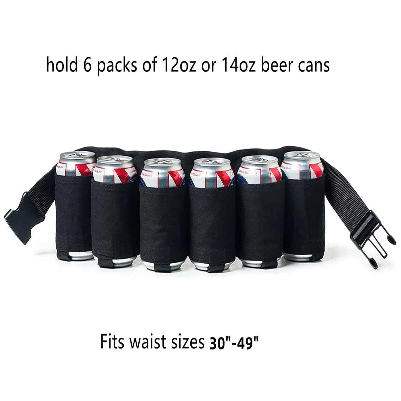 Adjustable Beer Belt Holster - Holds 6 Cans - Perfect Party Accessory for Beer and Soda Bottle Holder Belts - Waist Pack Bag for Ultimate Convenience