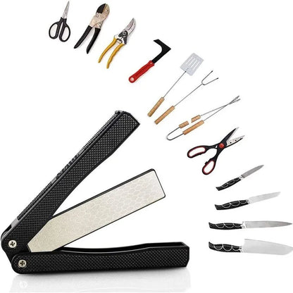 Double-Sided Diamond Knife Sharpener – Foldable Pocket Sharpening Stone for Fast, Professional Kitchen Blade Grinding