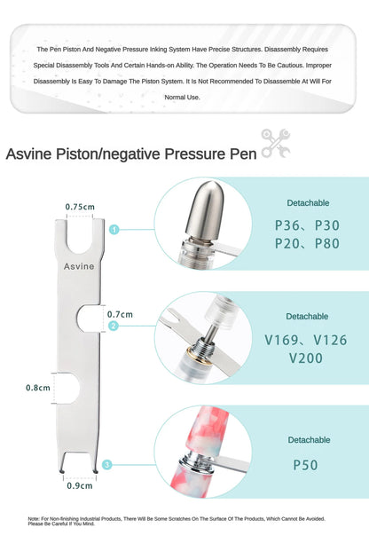 Multifunction Pen Removal Tool Wrench – For Asvine P20/P30/P36/P50/V169 Piston & Vacuum Fountain Pens, School & Office Stationery