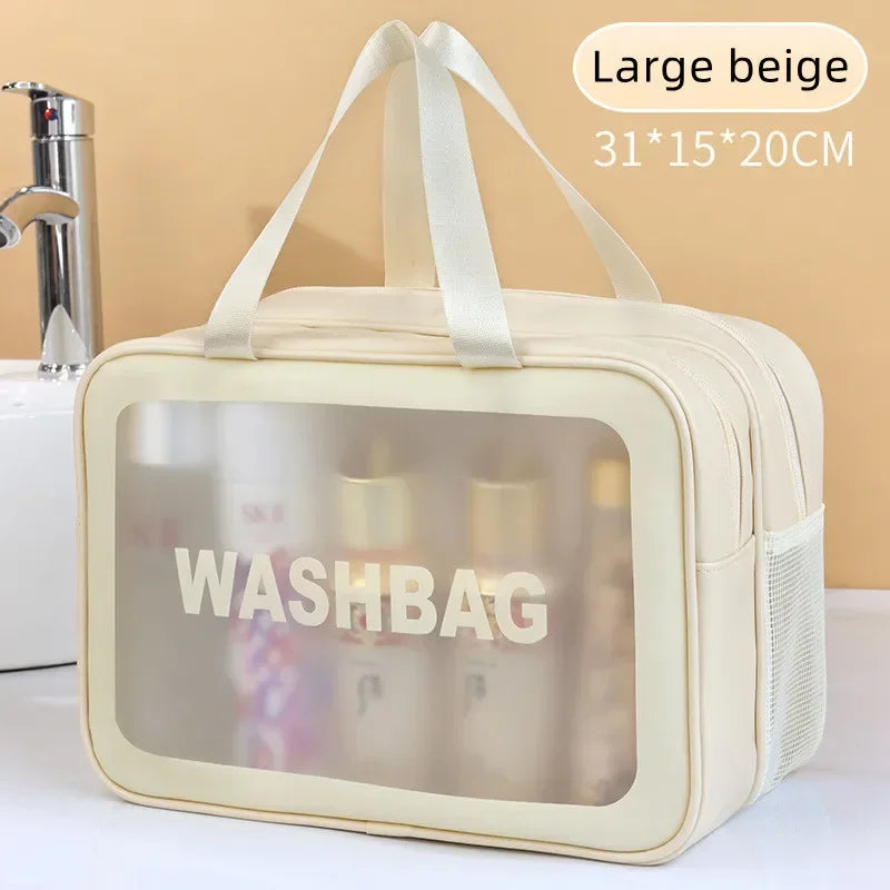 2025 Portable Travel Bag – Dual Transparent Dry & Wet Separation PU Cosmetic Pouch for Fitness and Swimming Essentials