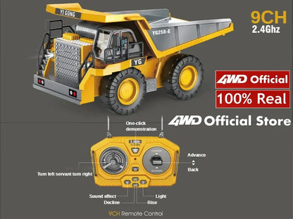 4WD RC Excavator Alloy Dump Truck Bulldozer | Remote Control Construction Vehicle Toy for Kids
