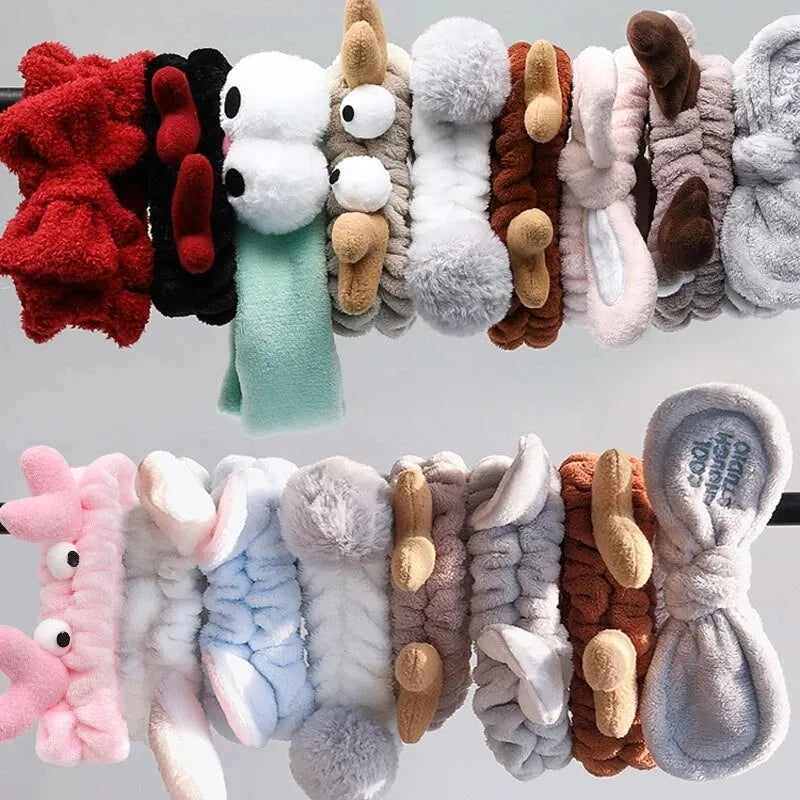 Sweet Coral Fleece Hair Bands: Elastic Bow Headbands for Women - Soft Wash Face Hairbands, Cute Hair Accessories