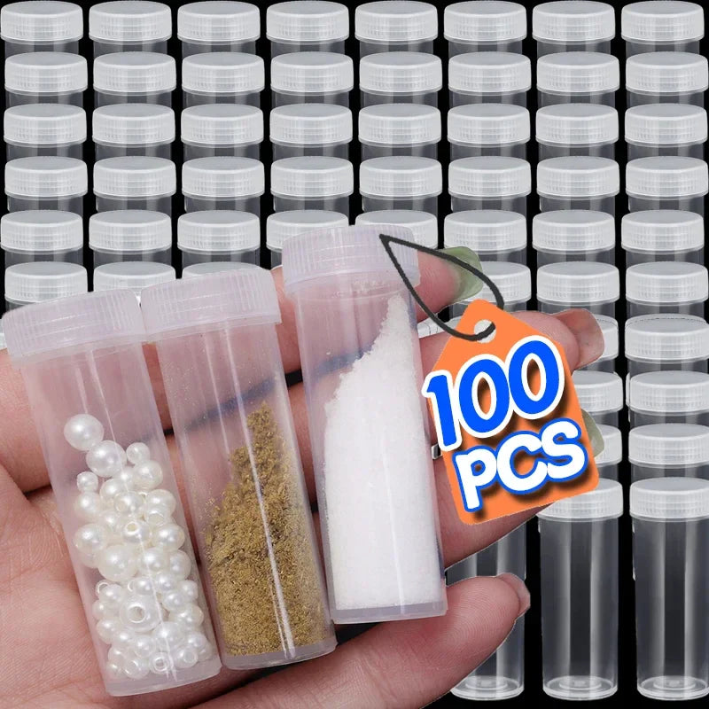 Mini Transparent Plastic Sample Bottles – Refillable Vials for Medicine, Pills, Cosmetics & Storage