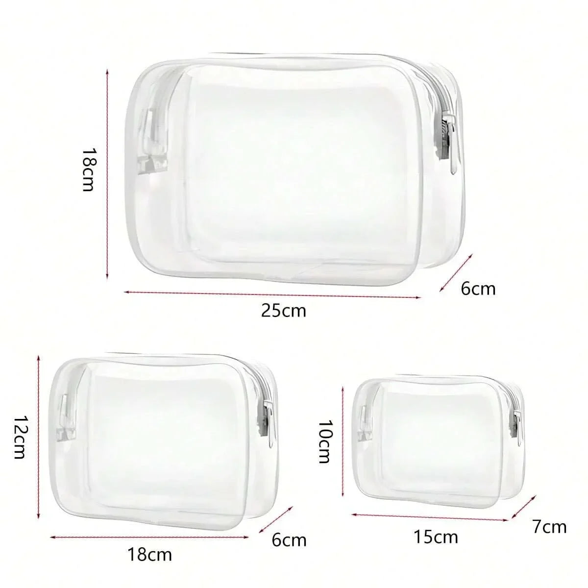 Clear Toiletry Bag — Portable Travel Makeup Organizer with Zipper, PVC Cosmetic Pouch, Airline Compliant