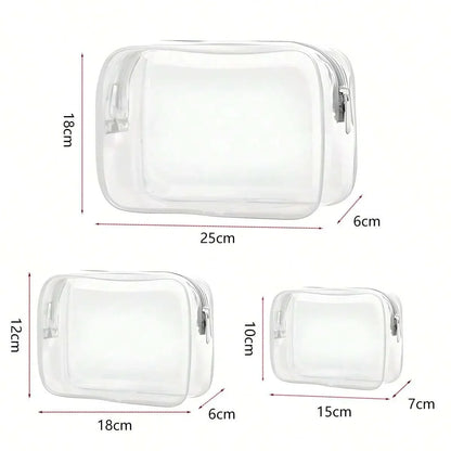 Clear Toiletry Bag — Portable Travel Makeup Organizer with Zipper, PVC Cosmetic Pouch, Airline Compliant