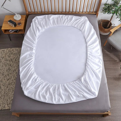 Cotton Fitted Sheet - Non Slip Elastic Band Mattress Cover for Single, Double, King & Queen Beds