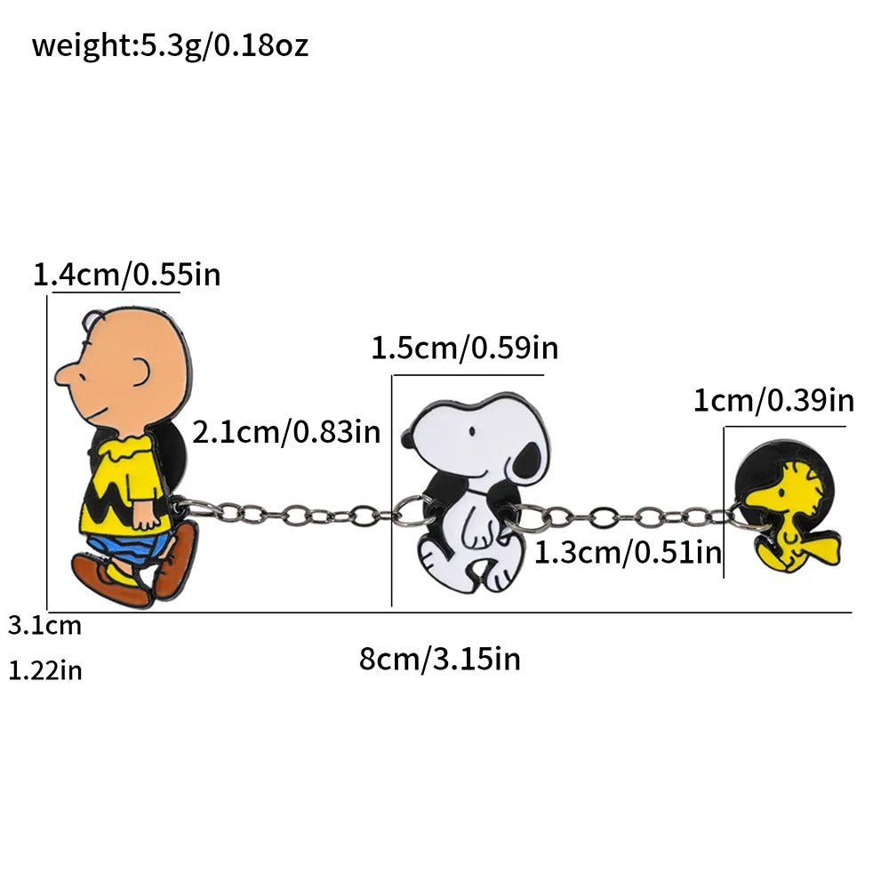 Snoopy Chain Enamel Pin - Cute Cartoon Lapel Badge for Backpacks, Clothing and Fan Gifts