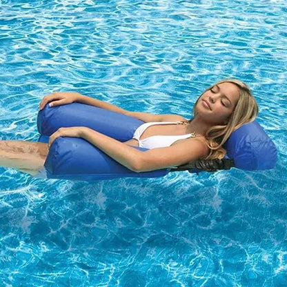 Summer Inflatable Chair: Foldable Floating Row for Swimming Pool, Beach Lounger Bed - PVC Water Hammock Air Mattress for Water Sports