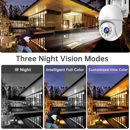 Lenovo 3MP/5MP PTZ WiFi IP Camera, 4X Digital Zoom, Audio, Color Night Vision, Waterproof, Outdoor CCTV Smart Home Surveillance