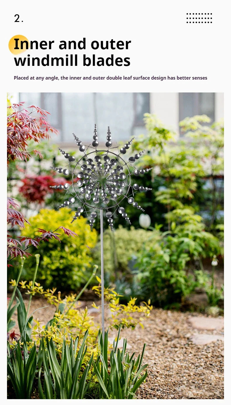 Creative 360-Degree Rotating Metal Windmill – Garden Lawn Yard Decoration & Ornament
