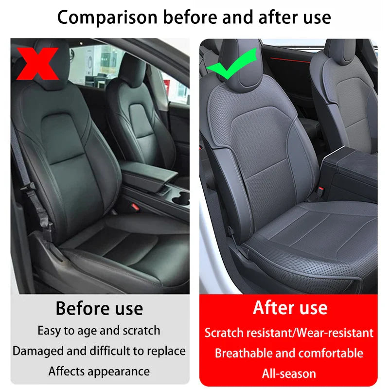 Tesla Model 3 Highland 2025–2026 Premium PU Leather Seat Cover – All-Season Full Set Car Seat Cushion Protector Interior Accessory