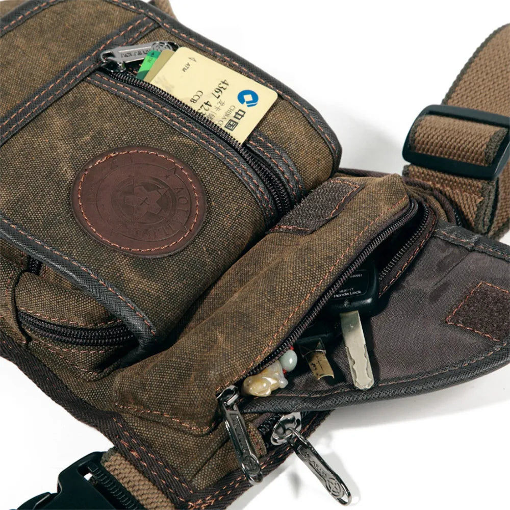 Men's Tactical Drop Leg Bag - Motorcycle Rider Waist Fanny Pack for Outdoor Sports - Military Messenger Crossbody Hip Bum Bag for Male Belt