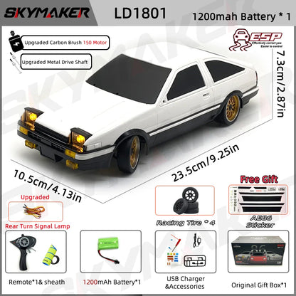 1:18 Skymaker AE86 & RX-7 FC RC Drift Cars with 2.4G Remote, ESP Gyroscope & LED Lights – Mini Racing Toy Cars