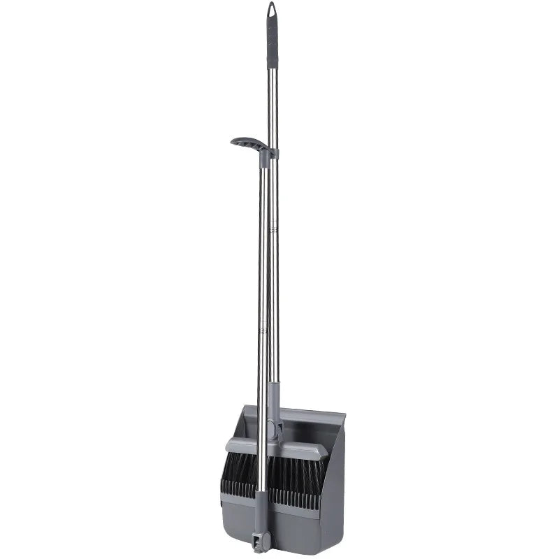 Household Broom & Dustpan Set - Foldable Sweeping Brush with Adjustable Handle and Garbage Shovel