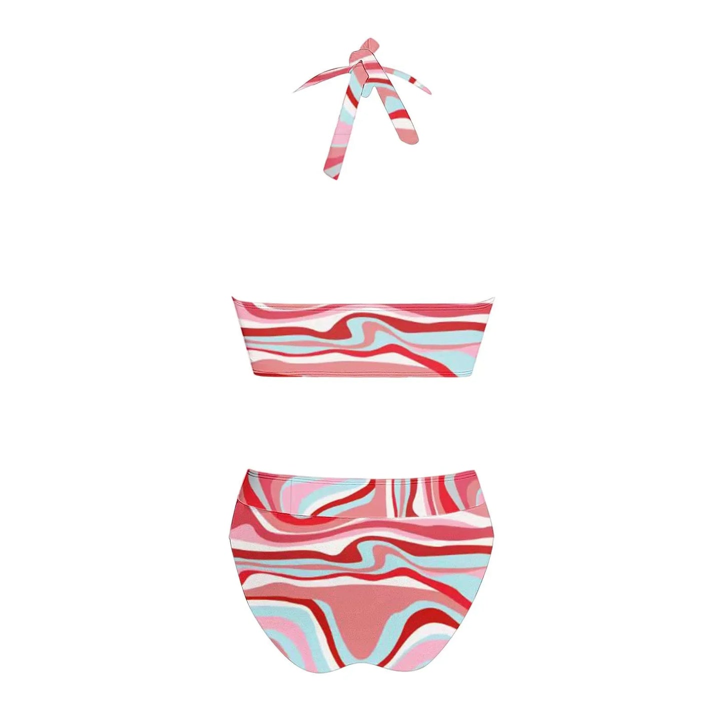 Floral Colour Block High Waist Bikini – Women's Two-Piece Swimsuit Teen Beachwear 2024 Trend
