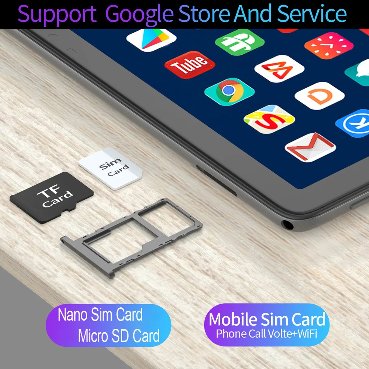 BDF 10.1" Android Tablet – Octa-Core, Dual SIM, 3G Call, Dual Cameras, 4GB RAM 64GB ROM, WiFi & Bluetooth