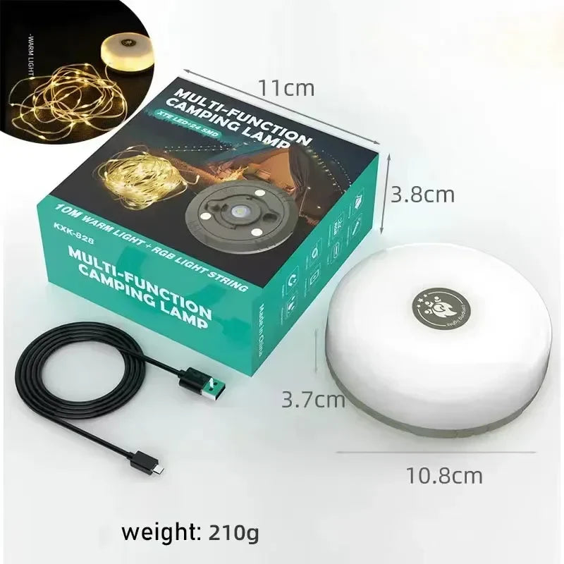 4-in-1 LED Camping Lamp Strip – 10M Waterproof Light Belt for Tent, Room & Outdoor Garden Decoration