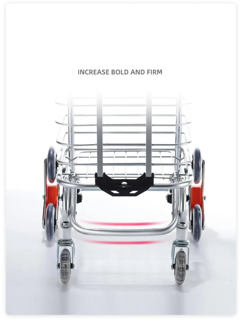 Portable Aluminum Alloy Grocery Cart – Folding Trolley with Large Capacity, Lightweight & Step Climbing Design