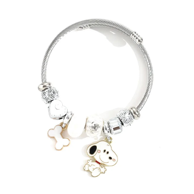 Snoopy Cartoon Bracelet – Adjustable Fashion Wristband for Kids & Adults, Cute Jewelry Gift