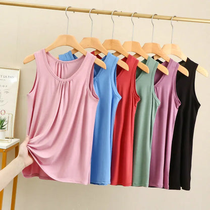 Women’s Plus Size Modal Tank Top - Loose Fold Sleeveless Summer Vest Shirt XL-6XL Casual Homewear