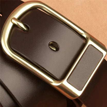 Genuine Leather Men's Belt – High-Quality Buckle, Cowskin Casual & Business Waistband, Fashion Designer 2022 New