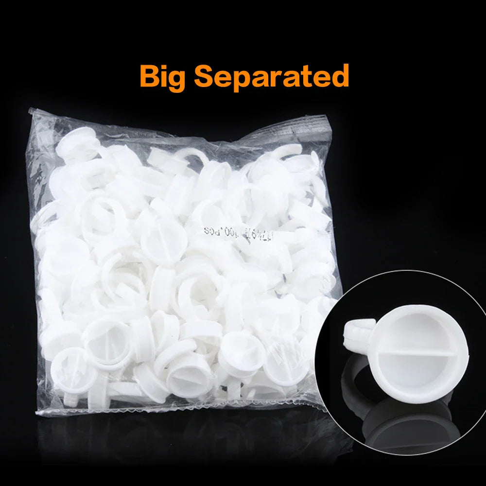 AILEISHI 100PCS Disposable Eyelash Glue Cup Rings – Lash Extension Pigment Holder Tattoo Makeup Tools