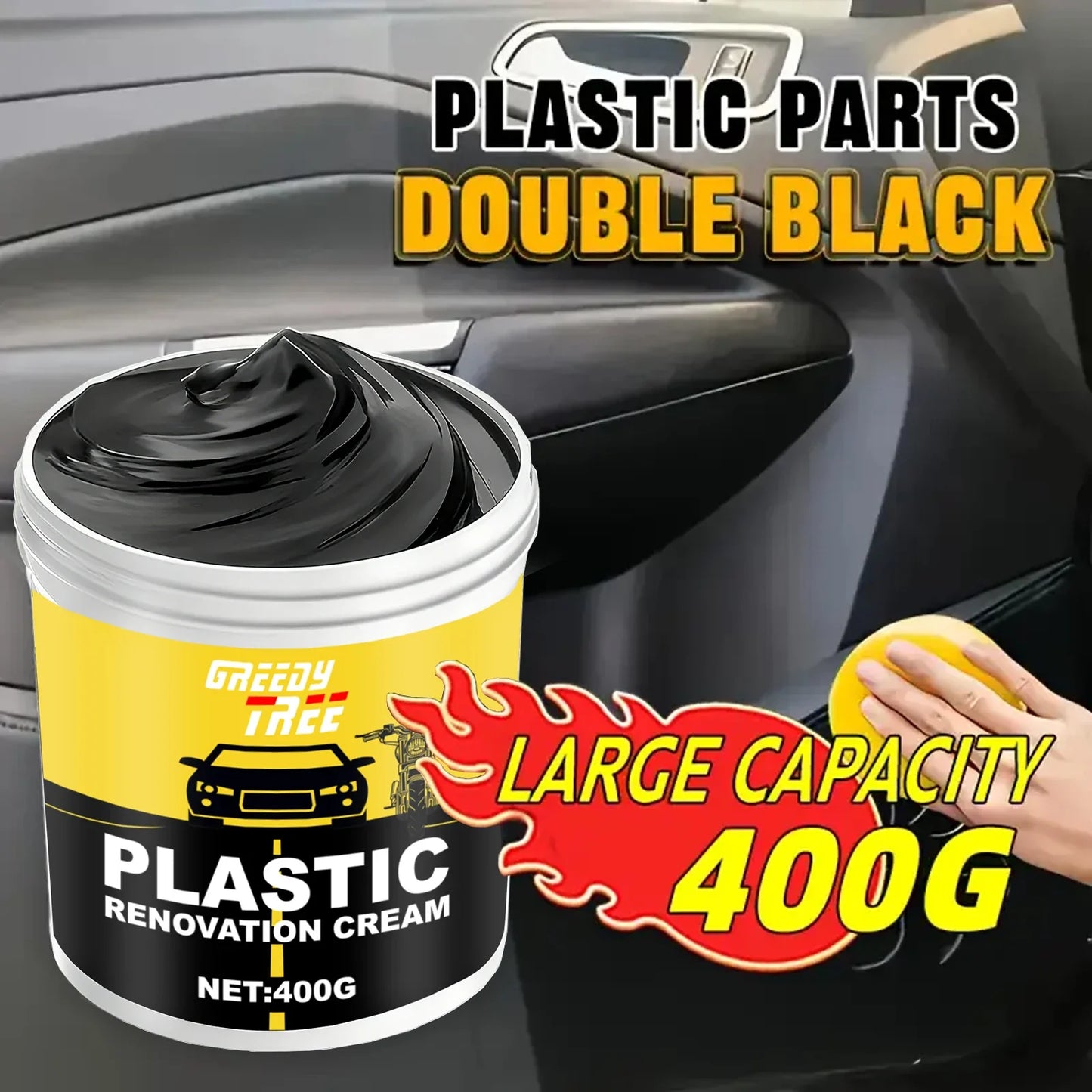 400g Heavy-Duty Car Plastic Renovator Wax – Fast Scratch Repair & Protective Shine for Bumpers, Interiors & Dashboard